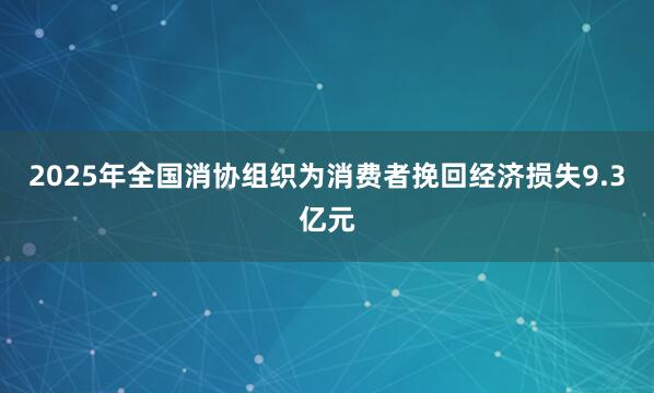 2025年全国消协组织为消费者挽回经济损失9.3亿元