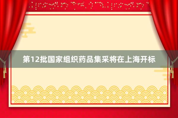 第12批国家组织药品集采将在上海开标