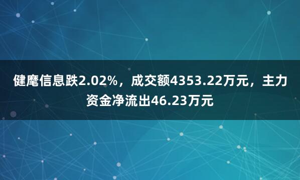 健麾信息跌2.02%，成交额4353.22万元，主力资金净流出46.23万元