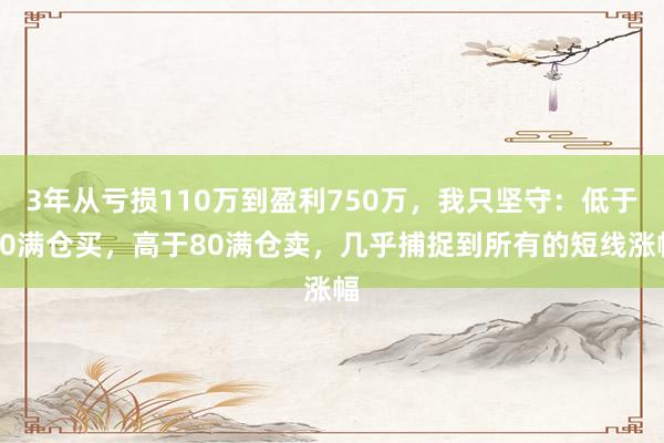 3年从亏损110万到盈利750万，我只坚守：低于20满仓买，高于80满仓卖，几乎捕捉到所有的短线涨幅
