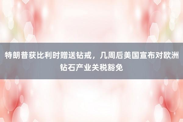 特朗普获比利时赠送钻戒，几周后美国宣布对欧洲钻石产业关税豁免