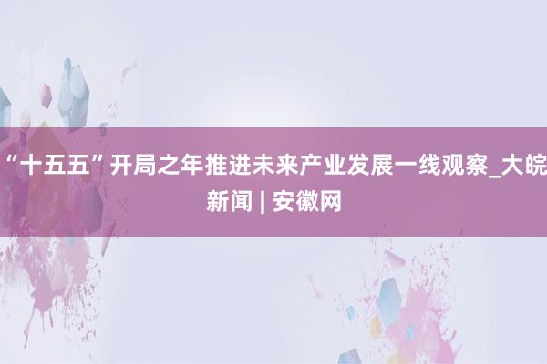 “十五五”开局之年推进未来产业发展一线观察_大皖新闻 | 安徽网