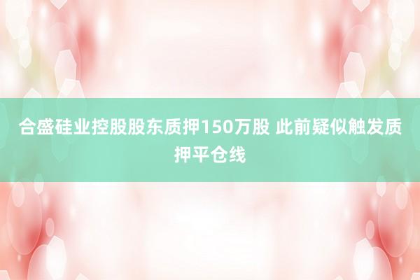 合盛硅业控股股东质押150万股 此前疑似触发质押平仓线