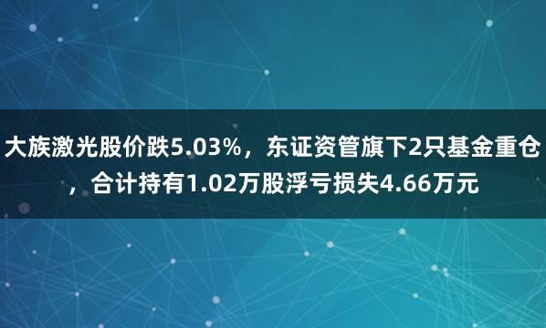 大族激光股价跌5.03%，东证资管旗下2只基金重仓，合计持有1.02万股浮亏损失4.66万元