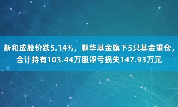 新和成股价跌5.14%，鹏华基金旗下5只基金重仓，合计持有103.44万股浮亏损失147.93万元