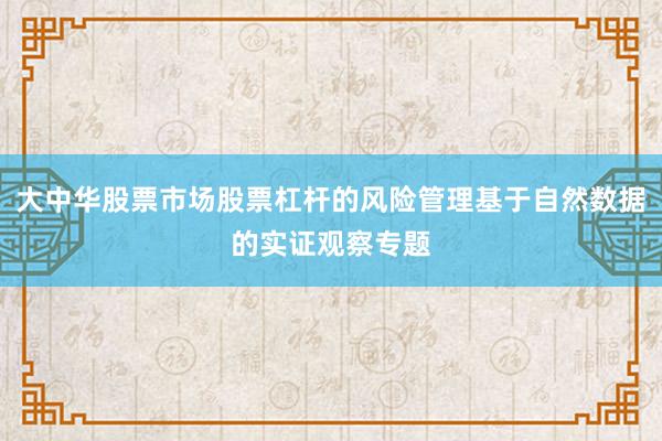 大中华股票市场股票杠杆的风险管理基于自然数据的实证观察专题