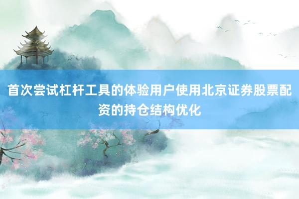 首次尝试杠杆工具的体验用户使用北京证券股票配资的持仓结构优化