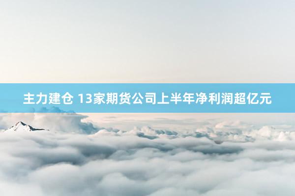 主力建仓 13家期货公司上半年净利润超亿元