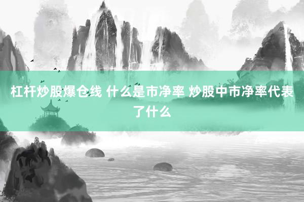 杠杆炒股爆仓线 什么是市净率 炒股中市净率代表了什么