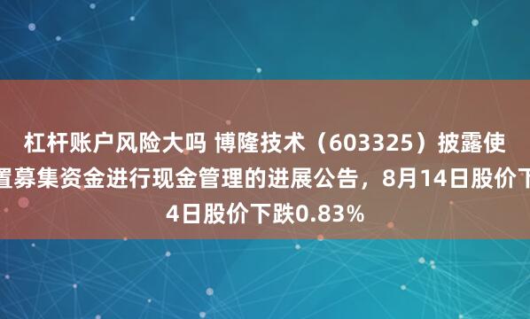 杠杆账户风险大吗 博隆技术（603325）披露使用部分闲置募集资金进行现金管理的进展公告，8月14日股价下跌0.83%