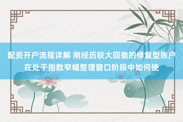 配资开户流程详解 刚经历较大回撤的修复型账户在处于指数窄幅整理窗口阶段中如何使