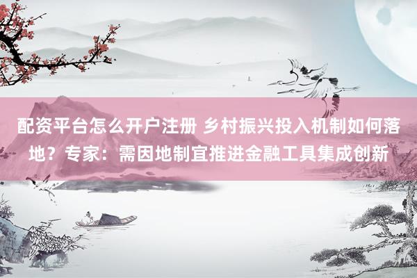 配资平台怎么开户注册 乡村振兴投入机制如何落地？专家：需因地制宜推进金融工具集成创新