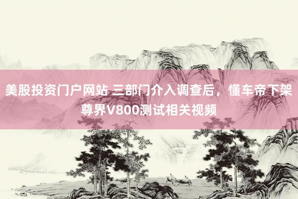 美股投资门户网站 三部门介入调查后，懂车帝下架尊界V800测试相关视频
