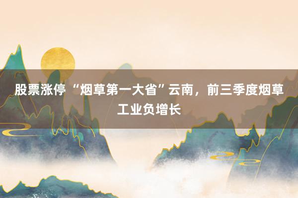 股票涨停 “烟草第一大省”云南,前三季度烟草工业负增长