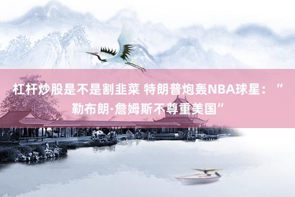 杠杆炒股是不是割韭菜 特朗普炮轰NBA球星：“勒布朗·詹姆斯不尊重美国”